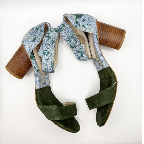 Jeffrey Campbell Shoes - Jeffrey Campbell Purdy Blue Green Floral Suede Heeled Ankle Strap Heels
